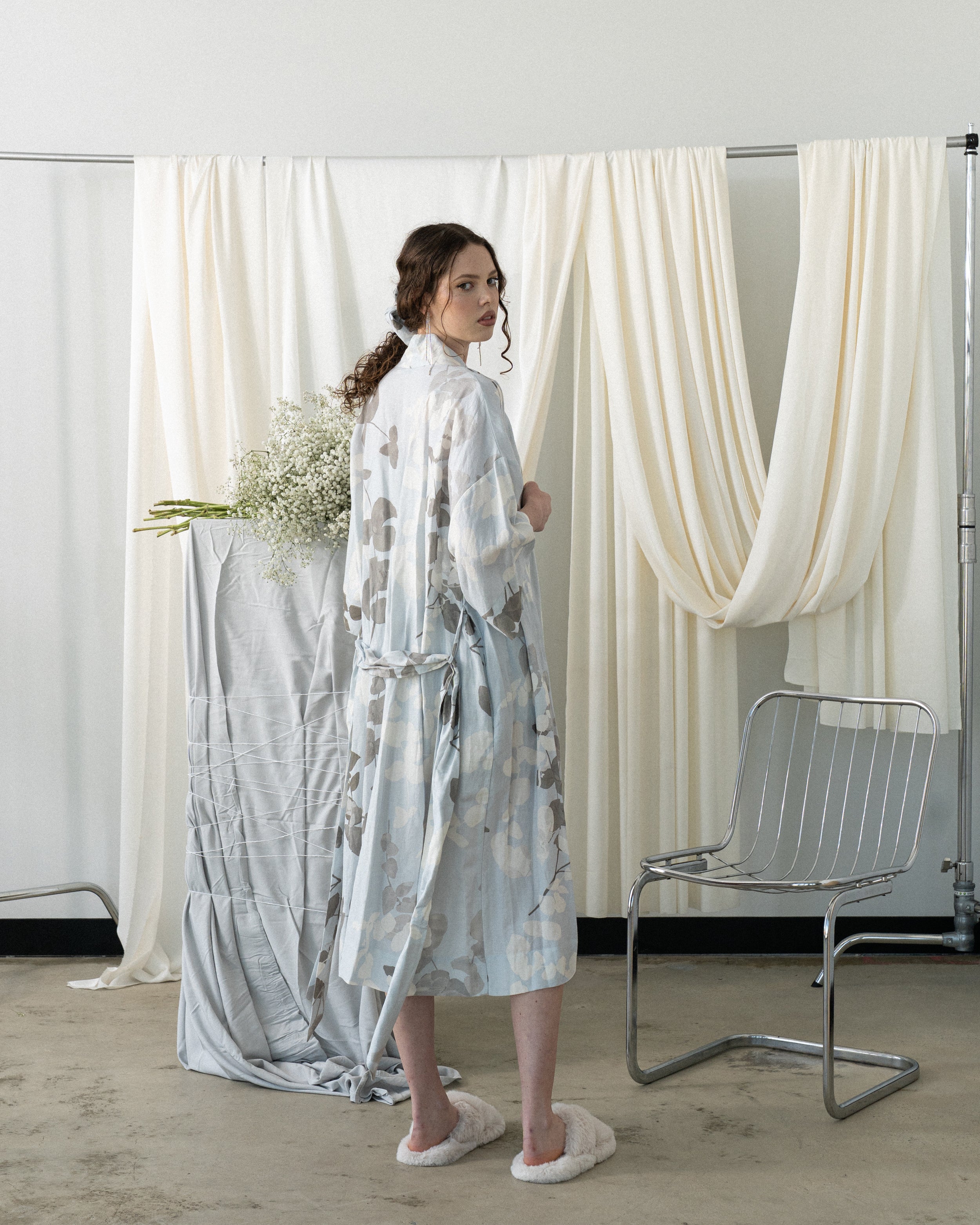 Linen Robe - Eucalyptus Ice