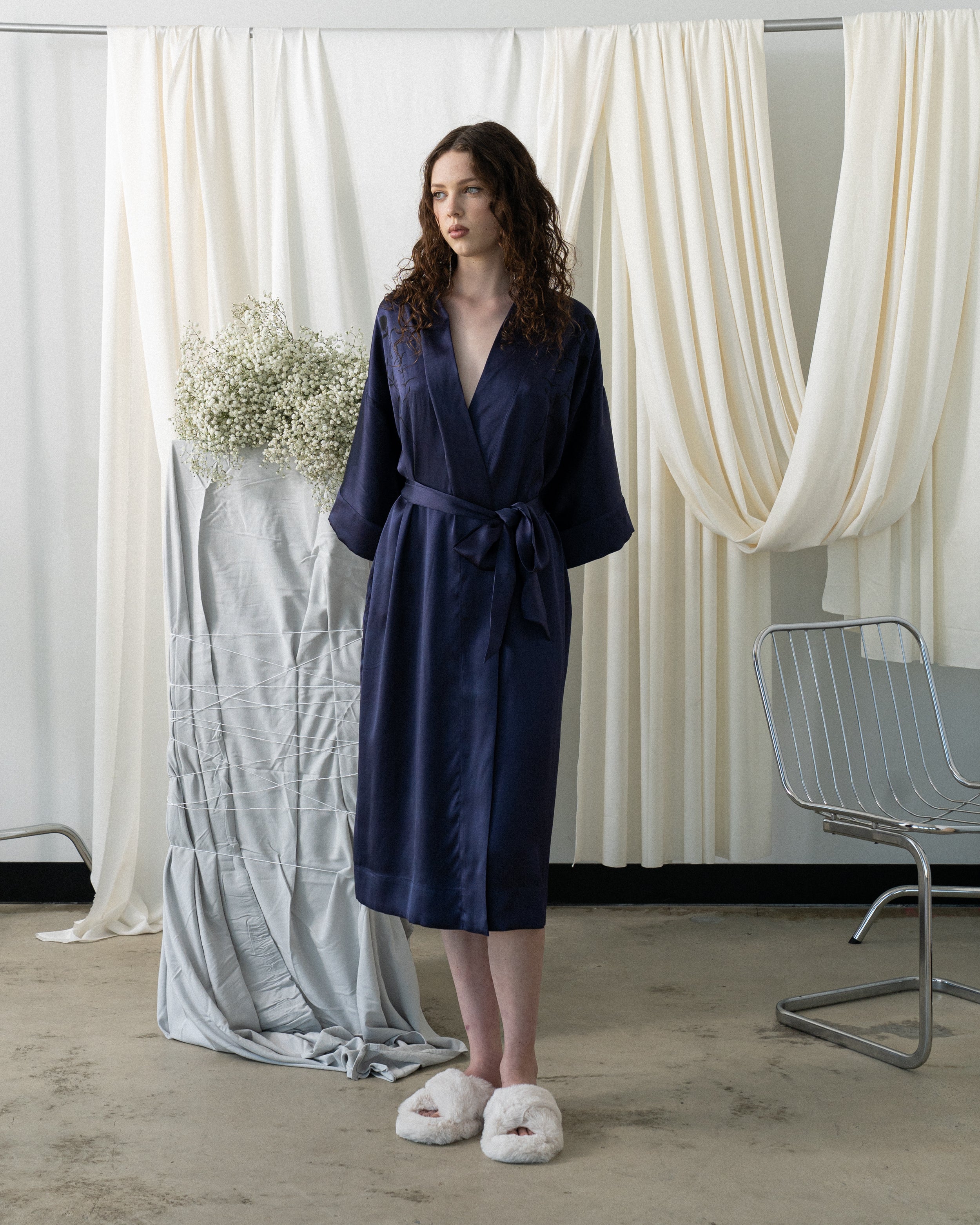 Midnight Silk Robe